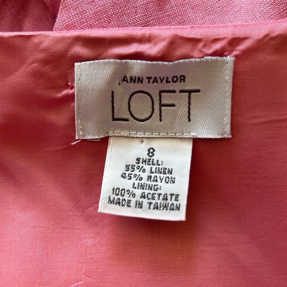 LOFT Ann Taylor Pink Linen Belted Midi Dress Women’s size 8 - Picture 4 of 5